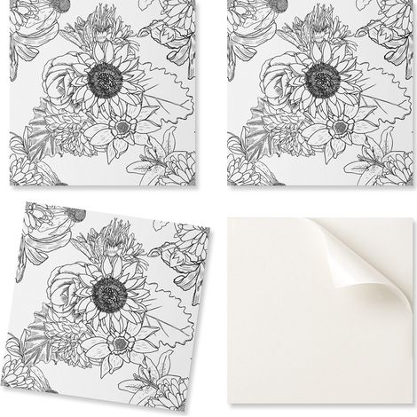Baldosas de vinilo autoadhesivas con estampado floral lineal de 9x30x30 cm.