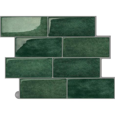 Lot de 10 carreaux 3D autocollants - 29,3 x 21,3 cm - Verts - Conviennent pour la cuisine et la salle de bain - Stickers carrelage - Imperméables (1/5)