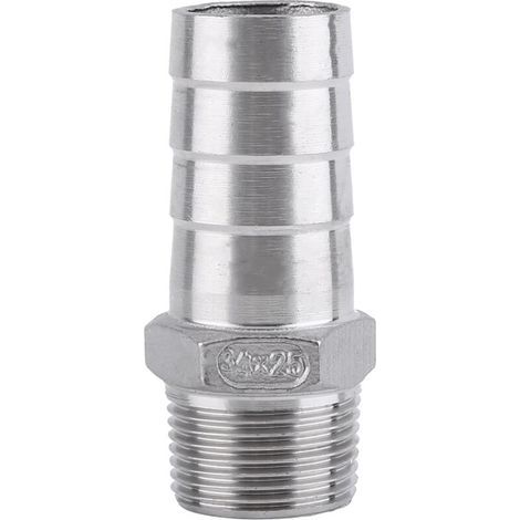 Raccord de tuyau, adaptateur, raccord fileté mâle en acier inoxydable SS304, raccord BSP, tuyau cannelé, connecteurs de pièces (3/4'' x 25 mm) (1/4)