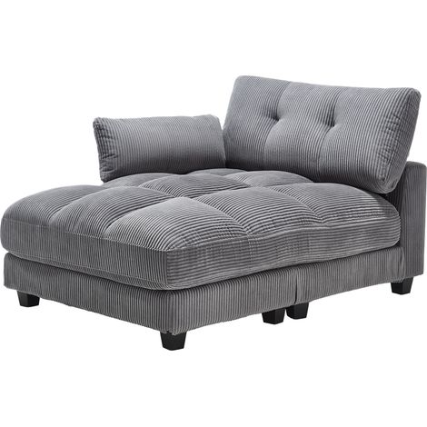 ELVMI Relaxsessel mit Getränkehaltern, Seitentasche und USB-Anschluss, aus Cord, Grau, 140 × 112 × 81 cm (1/5)