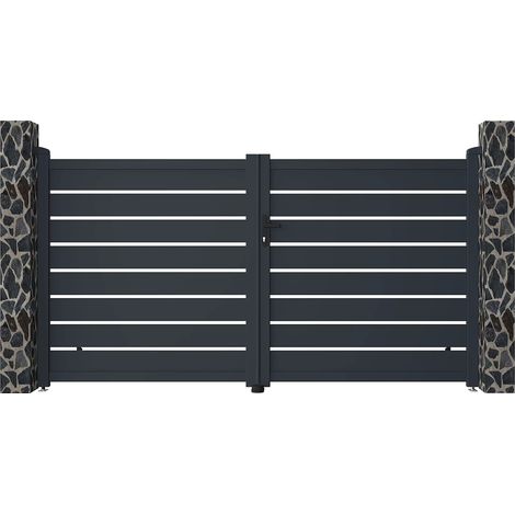 Cancello a battente L305 x H166 cm in Alluminio - Antracite - PRIMO (1/5)
