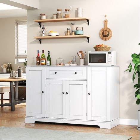 meuble rangement buffet cuisine grand 138 cm blanc MDF OKMYHOME (1/5)