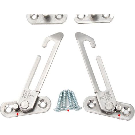 (2 PCS Limiteur de Fenêtre,Limiteur de Fenêtre à Battants en Acier Inoxydable, Inoxydable Entrebâilleur Verrou de Sécurité, Avec vis. (1/5)