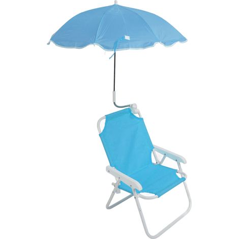 Chaise de plage enfant pliante et portable, idéale pour le camping, les pique-niques, les vacances et les fêtes. Couleur bleue. (1/5)
