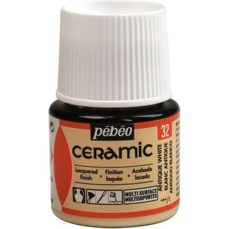 Pebeo Keramikfarbe für Mehrfachoberflächen antikweiß 45 ml