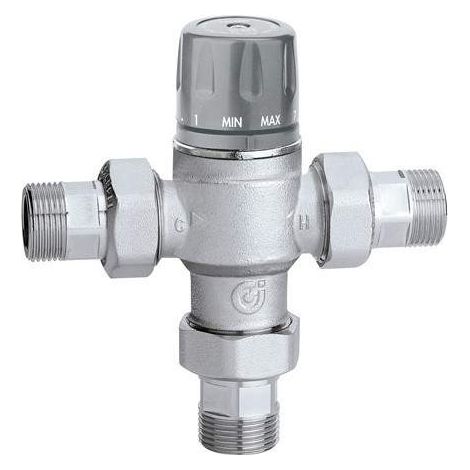 Miscelatore termostatico regolabile con valvole di ritegno e filtri Caleffi 5218  3/4"