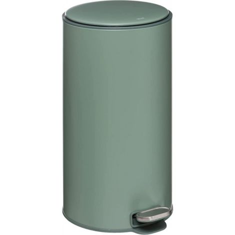 5Five Simply Smart – Poubelle en métal à pédale 30 L – Couverture extra plate – Système soft close – Filtre à charbon actif – Hauteur 62 cm – Vert
