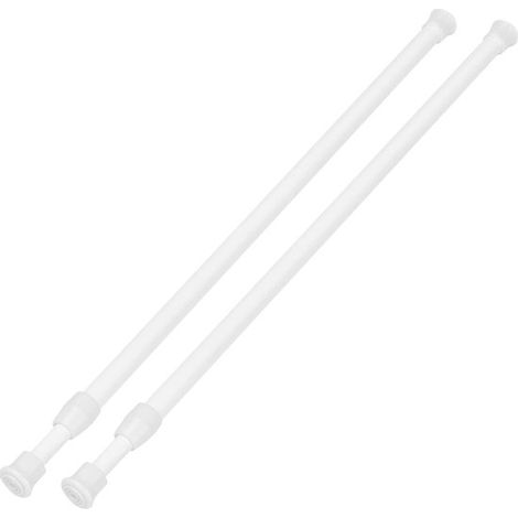Tringles à rideaux rétractables - Lot de 2 - Métal - Tringles à rideaux de douche - 30-50 cm - Blanc (1/5)