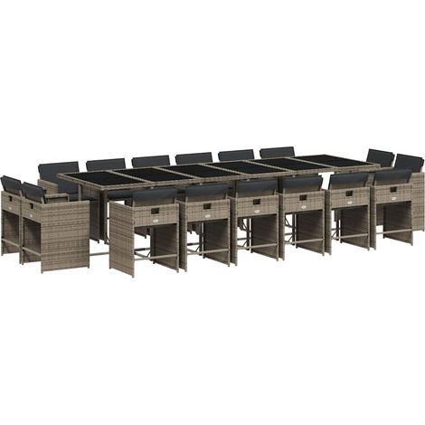 Maison Exclusive - Ensemble à manger de jardin 17 pcs et coussins résine tressée (1/5)