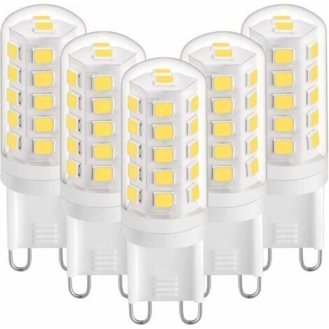 Ampoule LED G9 3W Blanc Naturel 4000K, Ampoules LED G9 420LM, Équivalent à une Ampoule Halogène 28W 40W, Ampoules LED G9 Maïs pour Lampe de Bureau, Anti-Flicker, AC 220-240V, Paquet de 5 (1/4)