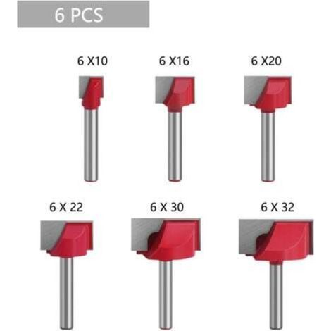 [JAMAIS UTILISÉ] Fraise à Bois CNC(6pcs), Walfront Outil de Coupe de Machine Tige par le Bas Diamètre de 6 mm (1/4)
