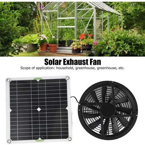 Solar-Lüfterset, 100 W, 12 V, wasserdichter, tragbarer Solar-Abluftventilator mit Metallschutz, für Hühnerstall, Gewächshaus, Gartenhaus, Tierhandlung, Abluftkanal