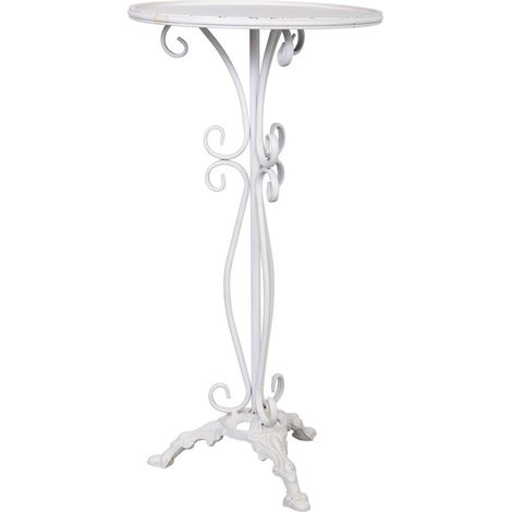 Mesa auxiliar de metal envejecido blanco 40x40x77 (1/5)
