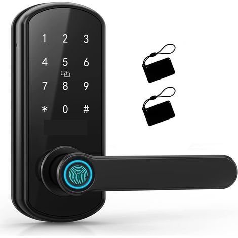 Serrure de porte intelligente Serrure de porte intelligente à empreinte digitale biométrique électrique mot de passe numérique verrouille la sécurité de la poignée de porte d'entrée sans clé for le co (1/5)