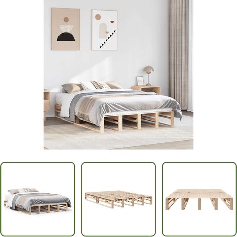 Cadre de lit bois - Cadre de lit sans matelas 120x190 cm bois de pin massif (1/5)