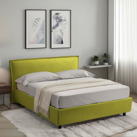 Cama Francesa Brienza, Colchón Incluido, Desenfundable Hecho en Italia, Con Cajón, Verde (1/5)