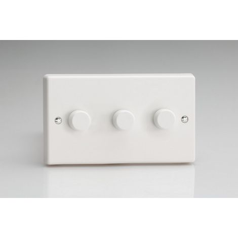 Varilight 3-Gang 2-Way Push-On Rotary LED Dimmer Switch