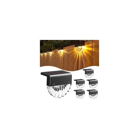 Lot de 6 lampes solaires extérieures avec éclairage mural LED RVB et blanc chaud, pour jardin, terrasse et escaliers