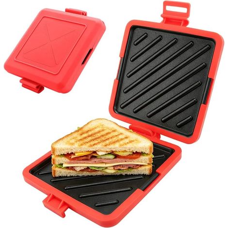 Grille-croque-monsieur en silicone pour micro-ondes - Grille-pain à sandwich antiadhésif - Plaque à sandwich pour griller le bacon sandwich