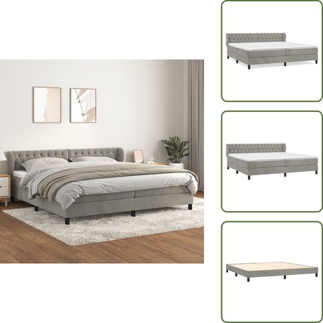 Boxspringbett mit Matratze Hellgrau 200x200 cm Samt - Samtbett - Boxspringbett - Doppelbett - Luxusbett - Bettauflage (1/5)