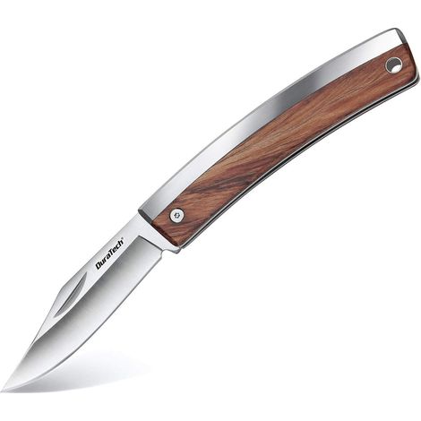 Taschenmesser Klappmesser Holzgriff Einhandmesser Outdoor Camping Edelstahl (1/5)