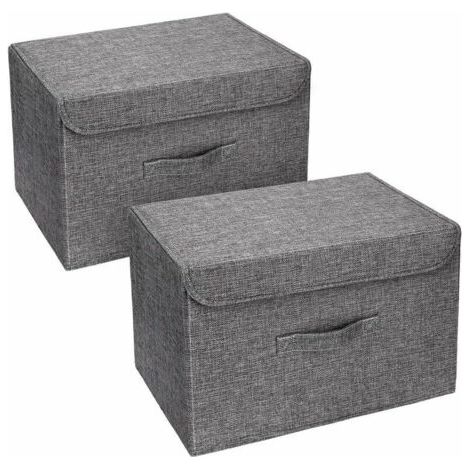 Lot de 2 Boites de Rangement Lavable, Rangement de Vetement Pliable pour Maison, Bureau, crèche, Placard, Chambre à Coucher (Gris) (1/5)