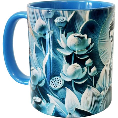 Mug bleu turquoise en céramique sagesse de bouddha - CBKreation (1/2)