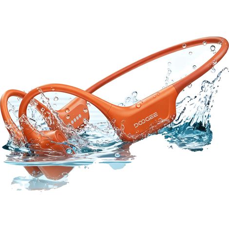 Auriculares de conducción ósea, resistentes al agua, inalámbricos Bluetooth, color naranja. (1/2)