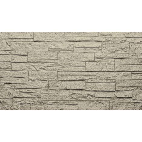 Lot de 12 panneaux décoratifs effet brique et pierre 3D, revêtement mural PU 8,6 m² (120x60x2,5 cm), coloris Greige Tortora