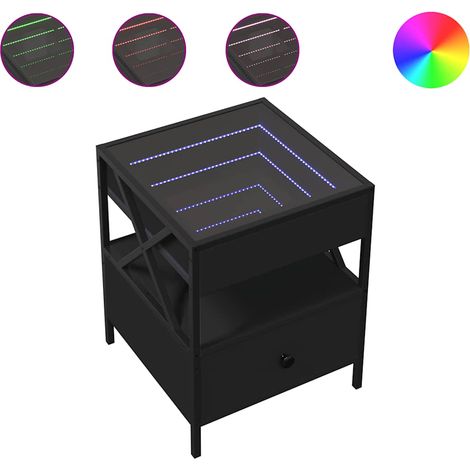 Tavolino da Salotto Tavolino da Soggiorno Tavolino da caffè con LED Infinity Nero 40x40x51 cm (1/4)