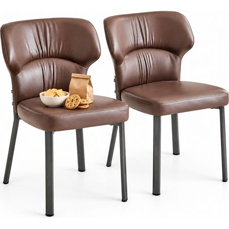 Set di 2 sedie da pranzo 58x54x81 cm in similpelle marrone moderne FloraGrace (1/5)