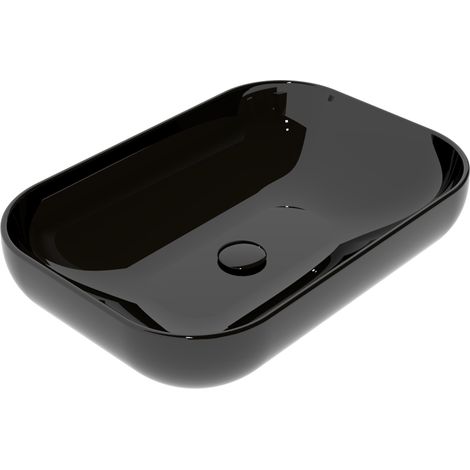 Lavabo Easy appoggio 60x42 rettangolare in ceramica nero lucido