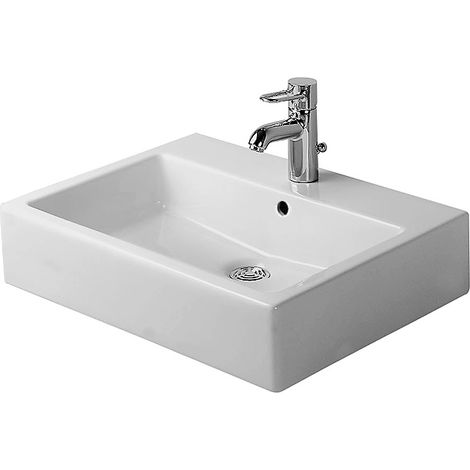 Lavabo Duravit Vero 600mm, pulido con rebosadero, con banco de