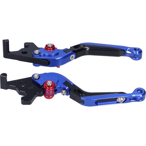 Paar klappbare und verstellbare Brems- und Kupplungshebel für Yamaha XMAX 125 250 300 400 (2018–2021), blau und schwarz, ohne Logo (1/5)
