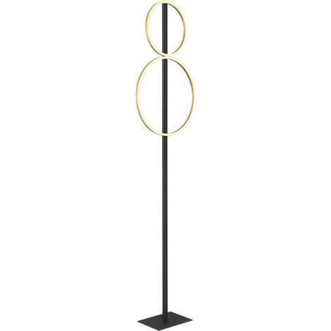 Stehlampe LED Standleuchte Metall schwarz matt goldfarben Fußschalter H 160 cm