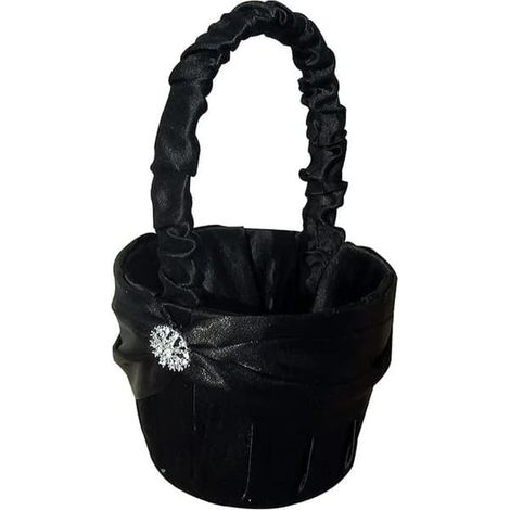 Panier décoratif pour demoiselle d'honneur avec strass, noir, diamètre 13 cm, hauteur 22 cm (1/2)