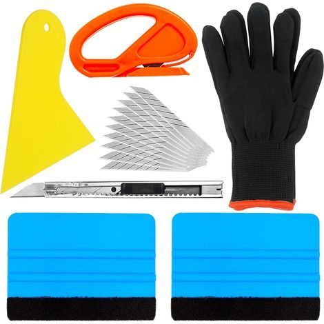 Kit d'outils d'installation d'enveloppe de Vinyle de Voiture Kit de Film de Teinte de fenêtre avec Coupe-Film, raclette de Bord en Feutre (1/5)