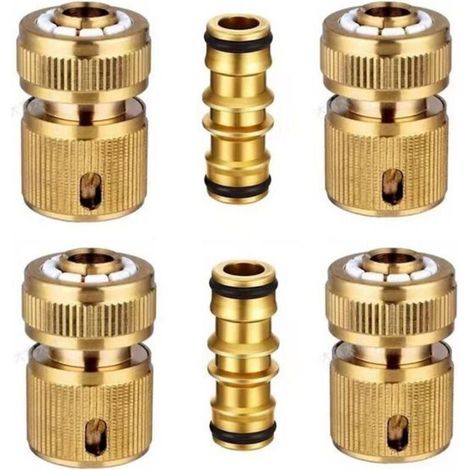 Brass quick-connect fittings for garden hose, 1/2", 6 pieces. (1/4)