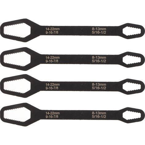 4 pièces, clé universelle réglable double face auto-serrante, multifonctionnelle, dureté 60HRC, de 8 à 22 mm, noire (1/5)
