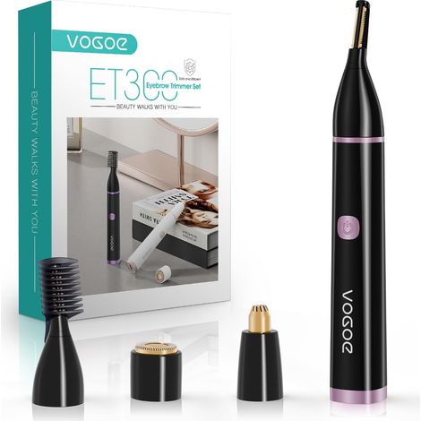 Épilateur Visage Femme 3-en-1, Tondeuse à Sourcils Électrique Indolore, Rechargeable et Étanche avec Peigne, pour Sourcils, Lèvre Supérieure, Menton et Joues (Noir) (1/5)