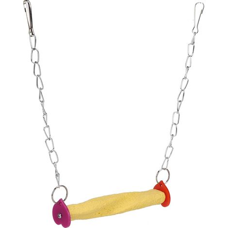 Perchoir à oiseaux bâton givré jaune pour perroquet, suspendu, balançoire d'escalade, jouet de meulage, barre debout, accessoire (1/5)