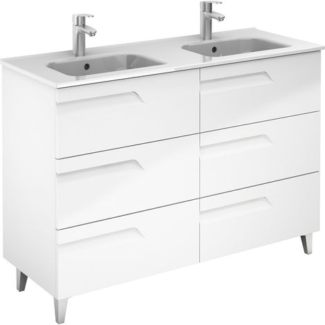 Ensemble de meubles de salle de bains avec 6 tiroirs compacts VITALE - ROYO Couleur : Blanc brillant - Options : Meuble + vasque (1/2)