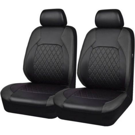 Universelle Sitzbezüge aus Kunstleder – 2er-Set – Für Vordersitze – Schwarz – Airbag-kompatibel (1/5)
