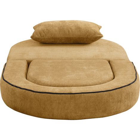 Sofá cama plegable convertible amarillo de chenilla, 1 plaza, sin montaje (1/5)