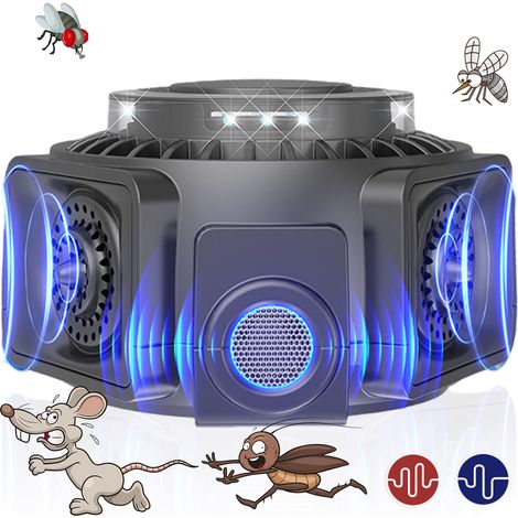 Dispositif antiparasitaire Noonedibs, résonance acoustique contre les rongeurs, rats, cafards et autres insectes, action à 360° et couverture de 300 m², équipé de 4 haut-parleurs, conversion de fréque