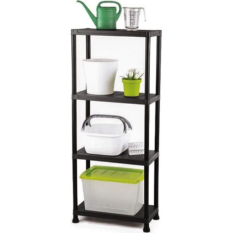 Étagère De Rangement - 4 Tablettes - 60 X 30 X 138 Cm - Polypropylène - Noir - Pour Garage Cuisine Bureau - 1 Pièce (1/2)