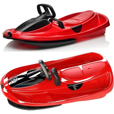 Slitta Bob Biposto Stratos Rosso con Volante Freno Slittino da Neve Max 120 kg (1/5)