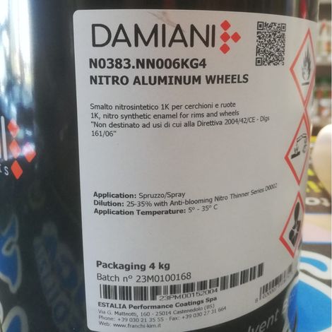 Damiani 4kg netti smalto alluminio ruote semi lucido base nitro sintetico (1/3)