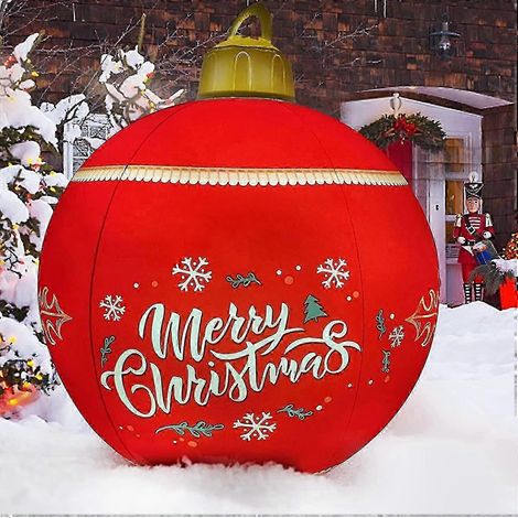 Boule de Noël gonflable lumineuse en PVC de 61 cm (24 pouces) avec un poids important pour une stabilité optimale dans le jardin, grande boule décorée d'extérieur avec lumière rechargeable, télécomman (1/5)