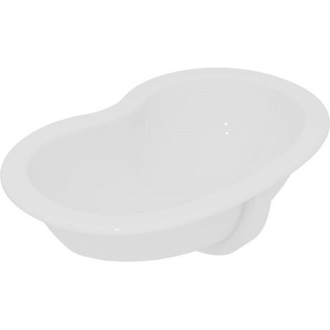 Lavabo a Incasso 57x27xh16 cm Tondeggiante  TIME   Dimensione 57 cm - In Ceramica Bianco (1/3)